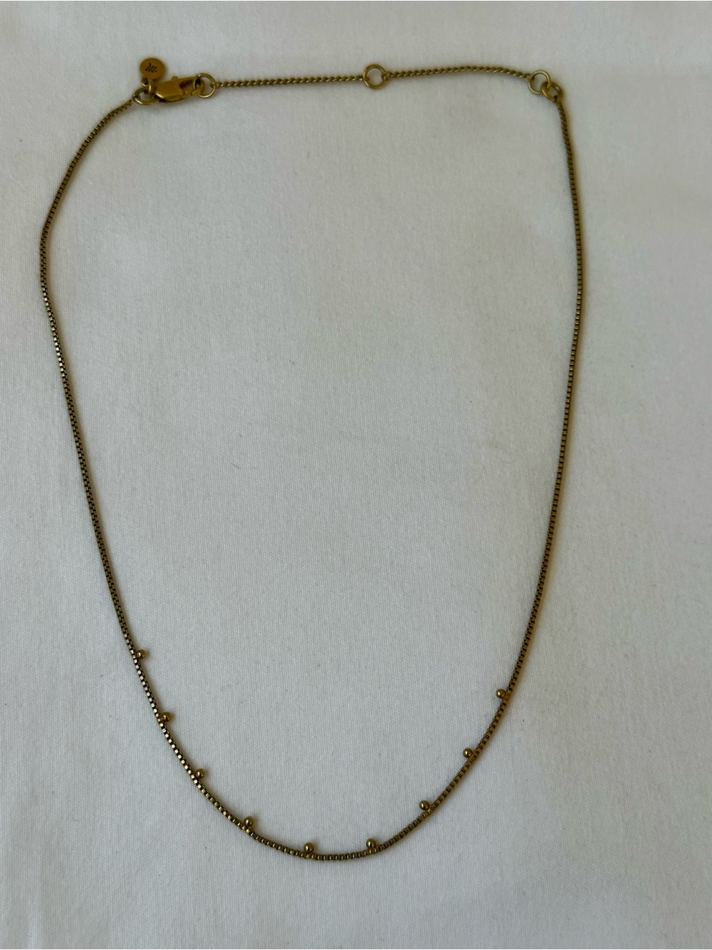 MADEWELL Gold Beaded Station Chain Necklace Adjustable Layering Jewelry Dainty